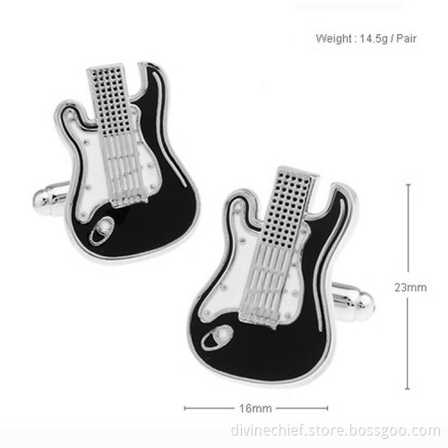 Profession Cufflinks Manufacturer Custom Guitar Cufflinks With Black & White Paint